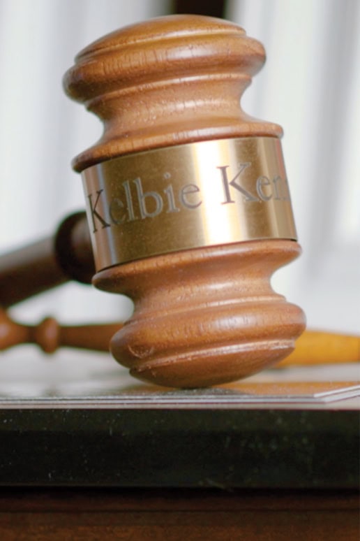 A gavel with "Kelbie Kennedy" etched into it