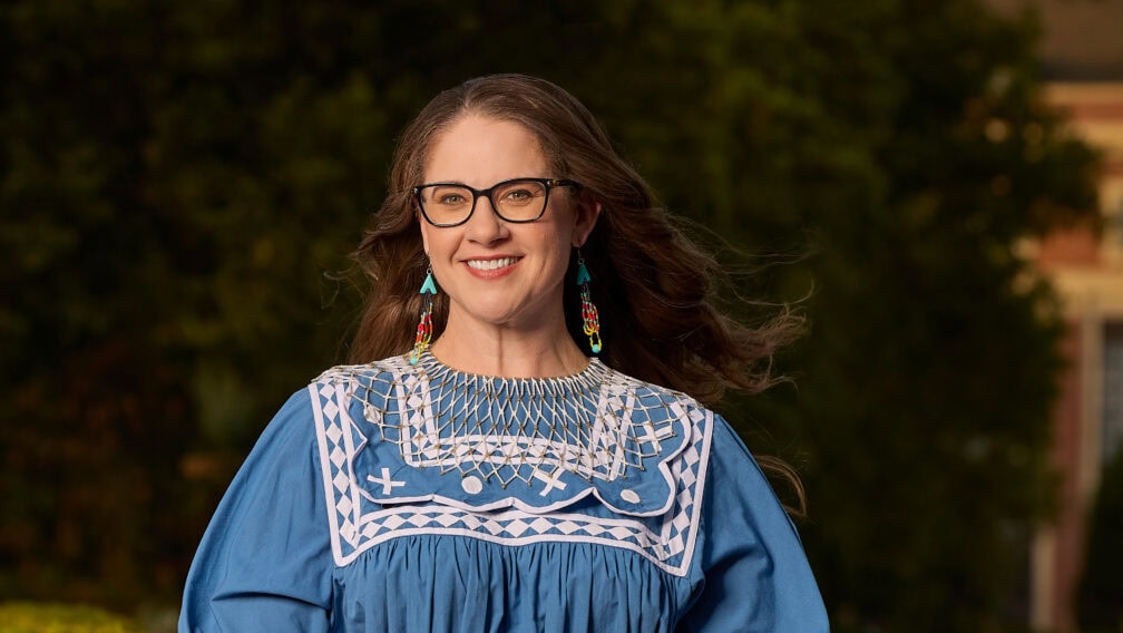 Kat Gardner wearing Choctaw Attire