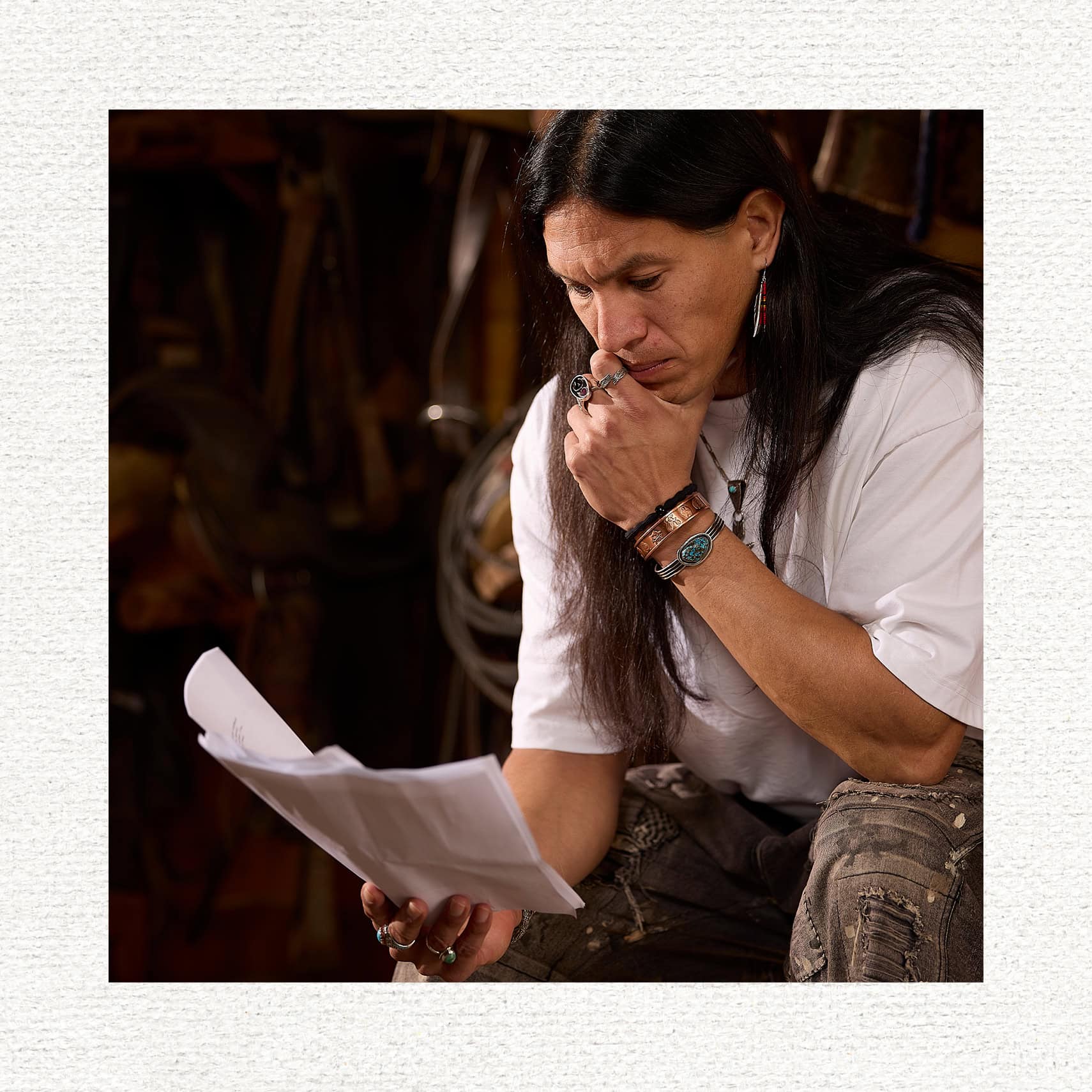 Jeremy JP Gauna reading a script.