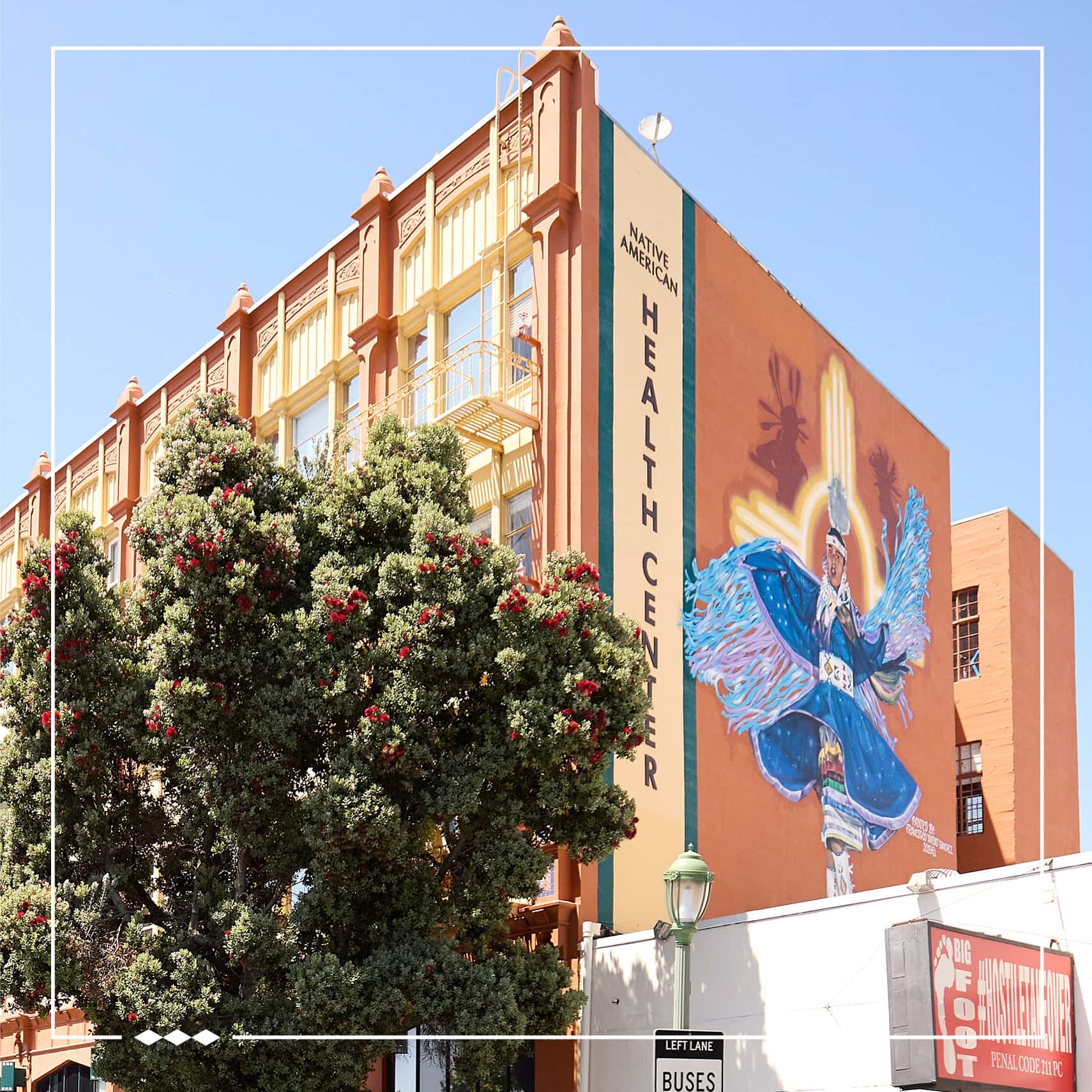 The side of the Native American Health Center building.